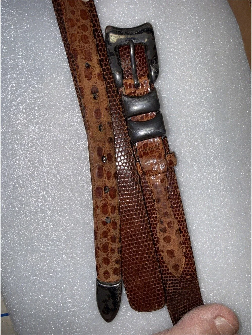 Vintage Markus Neumann Genuine Crocodile/Lizard Leather Belt Brown  38 Spain